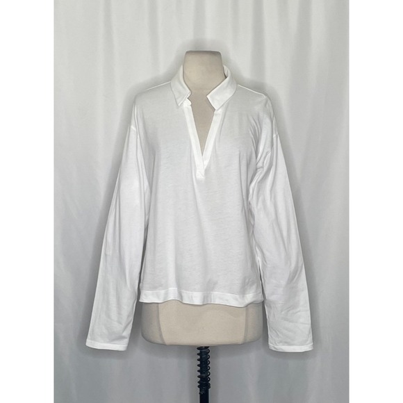 NWT!!! J. CREW Vintage Jersey Johnny Collar Shirt Solid White Pullover Medium - Picture 3 of 13